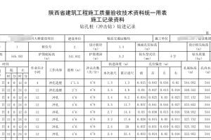 一套灌注桩工序资料填写范例