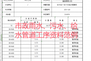 市政雨水、污水、给水管道工序资料范例