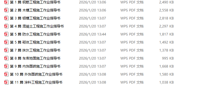 中建关键工序施工作业指导书汇编(11篇)