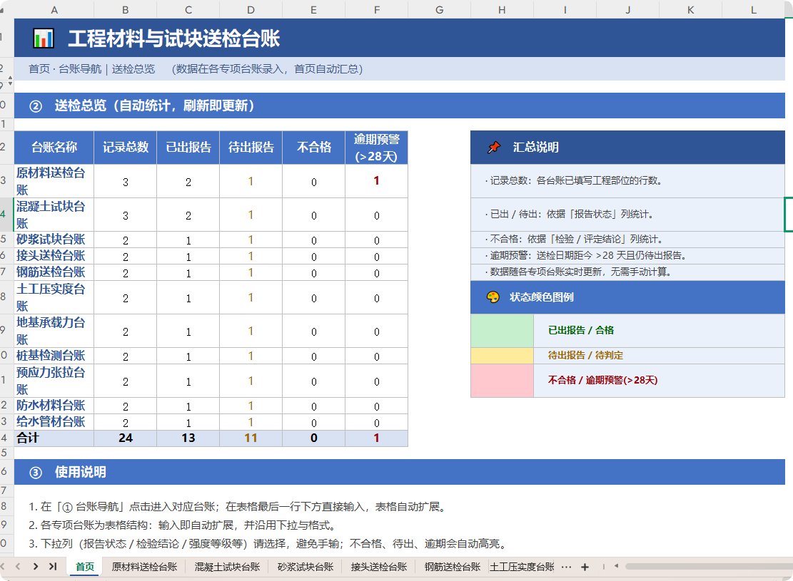 工程检测台账